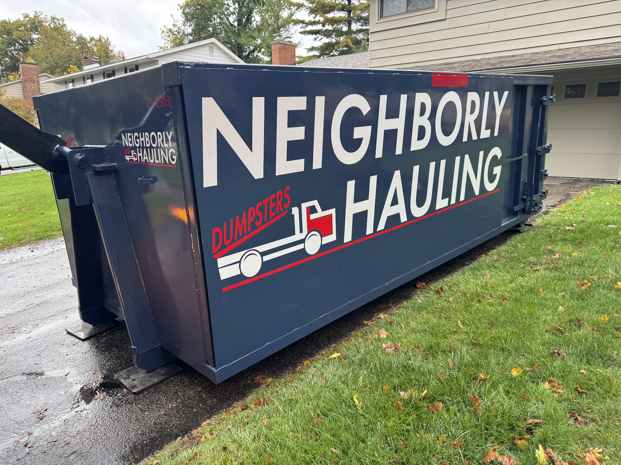 21 yard dumpster rental by Neighborly Hauling in West Michigan