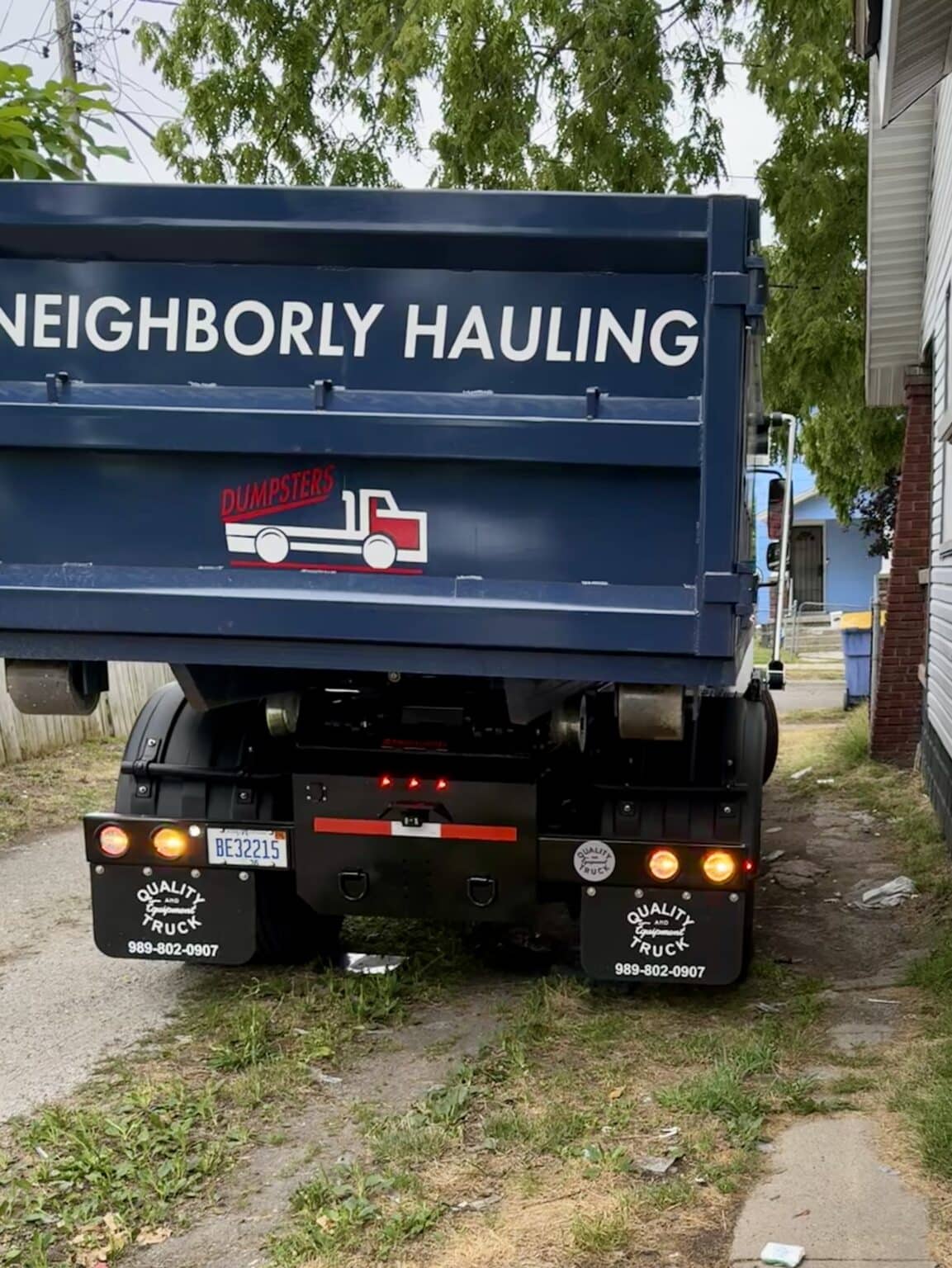 Curbside roll-off dumpster delivery for residential customer in West Michigan